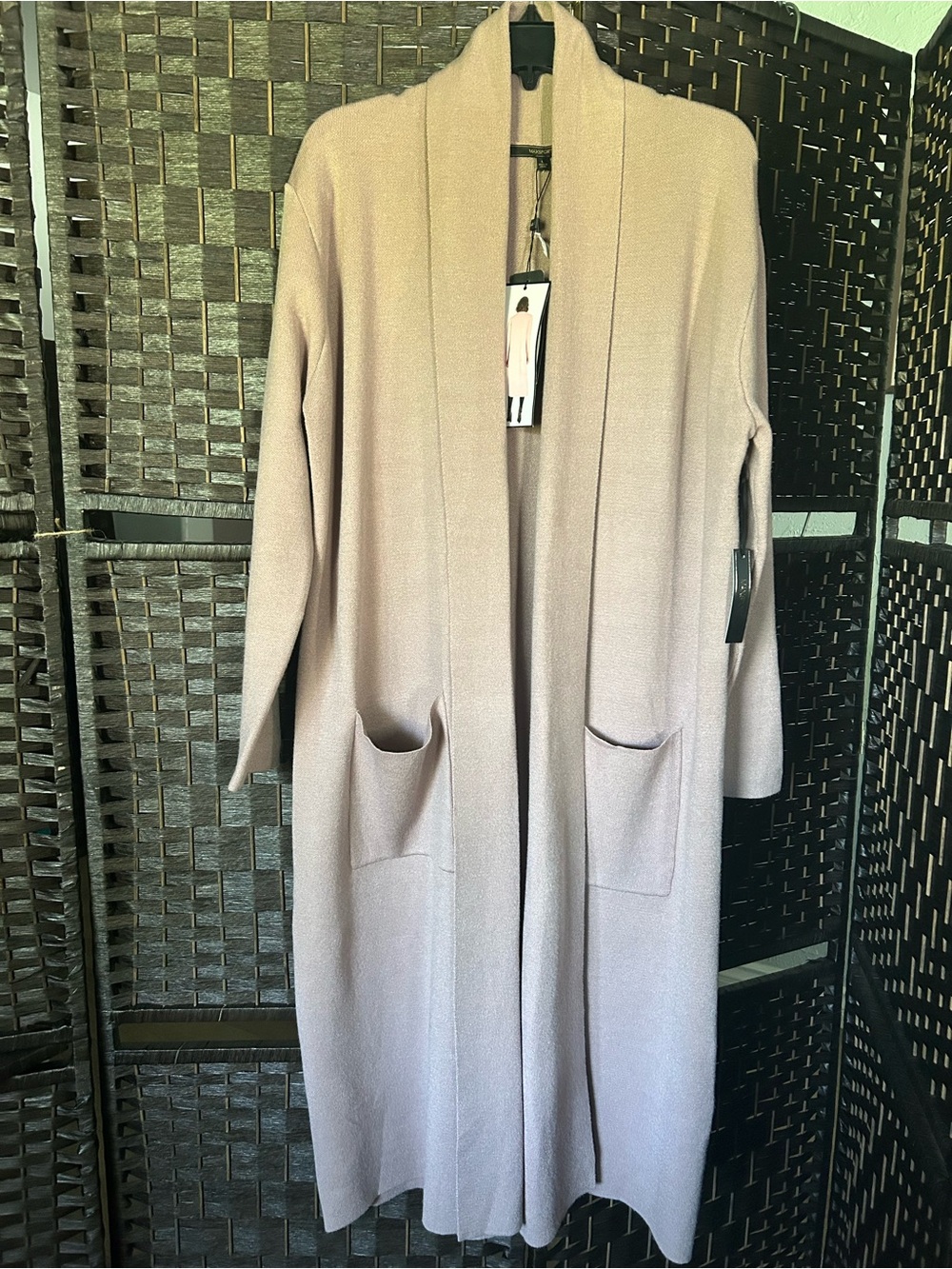 MAXSPORT Long Open-Front Women’s Cardigan in Light MAUVE COLOR